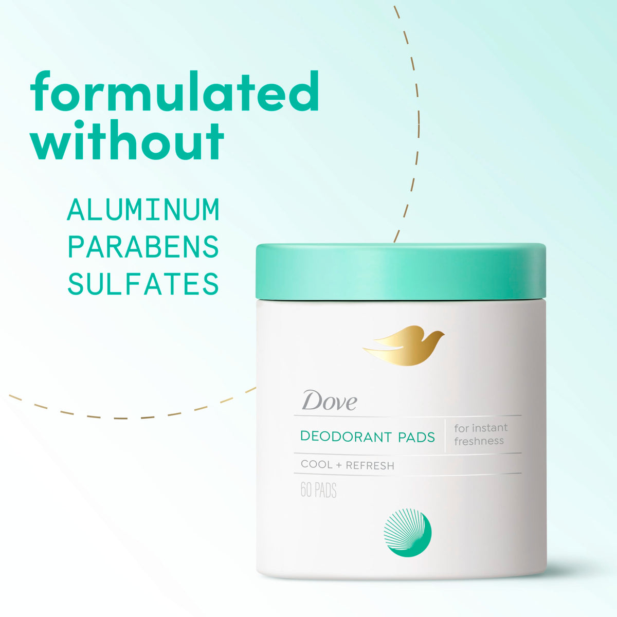 Dove pad in use underarm providing quick cooling refresh and odor control