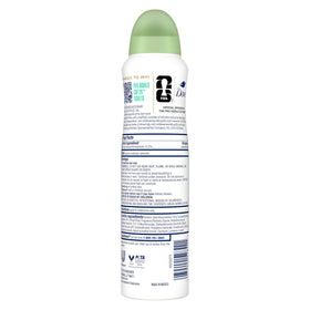 Dove back label close-up listing ingredients and active antiperspirant information