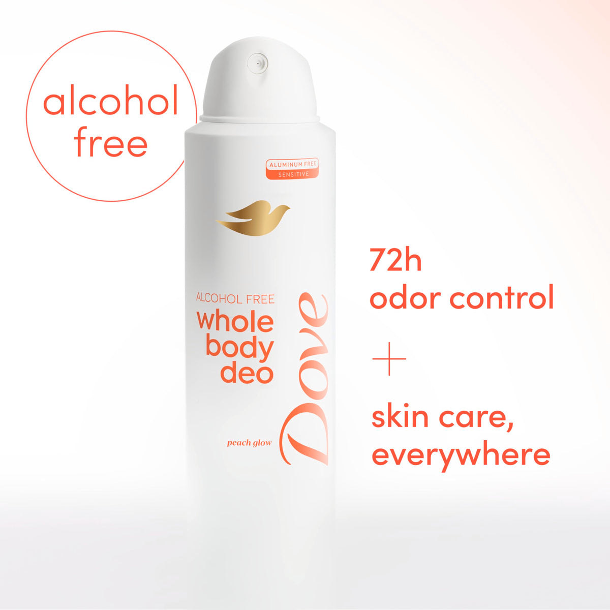 Dove Peach Glow fine mist texture close-up for lightweight hydration benefit