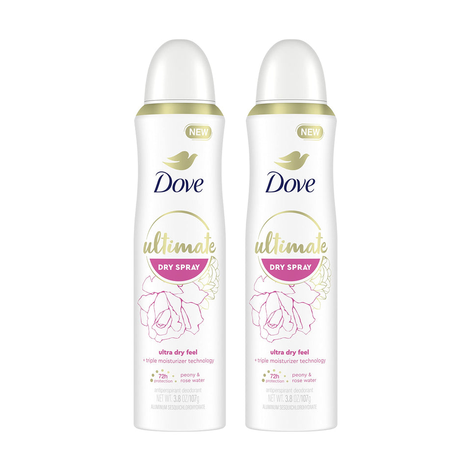 Dove front packaging showing peony and rose water scent, promises lasting protection