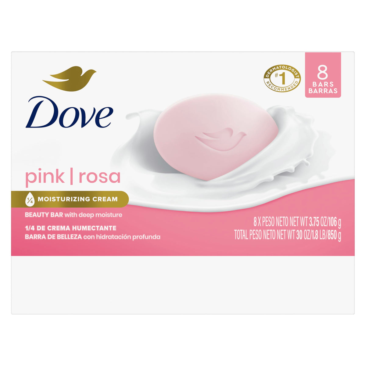 Dove Pink Rosa bar producing creamy lather for gentle cleansing
