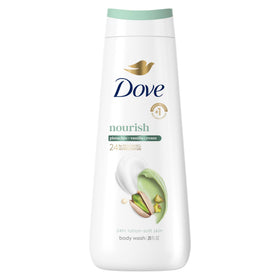 Dove pistachio & vanilla front packaging showing bottle and fragrance benefit