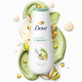 Dove pistachio & vanilla bottle size comparison indicating generous 20 fl oz