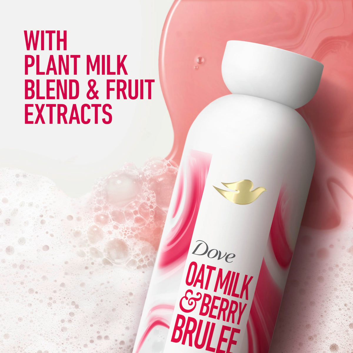 Creamy lather texture from Dove plant milk body wash for soft skin
