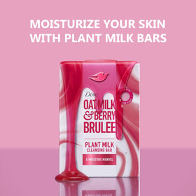 Close-up of oat milk texture highlighting Dove nourishing plant-based ingredients