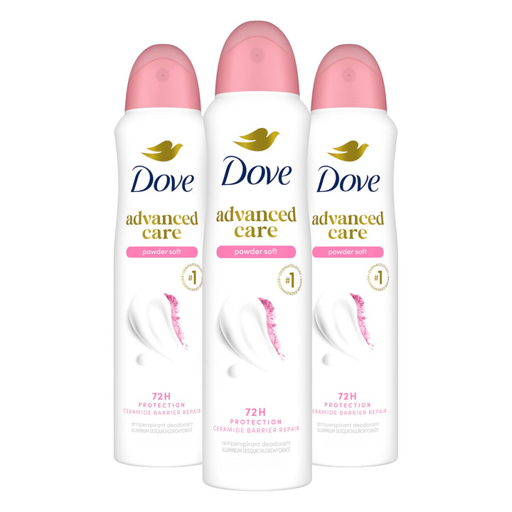 Dove front packaging showing Powder Soft spray and benefits