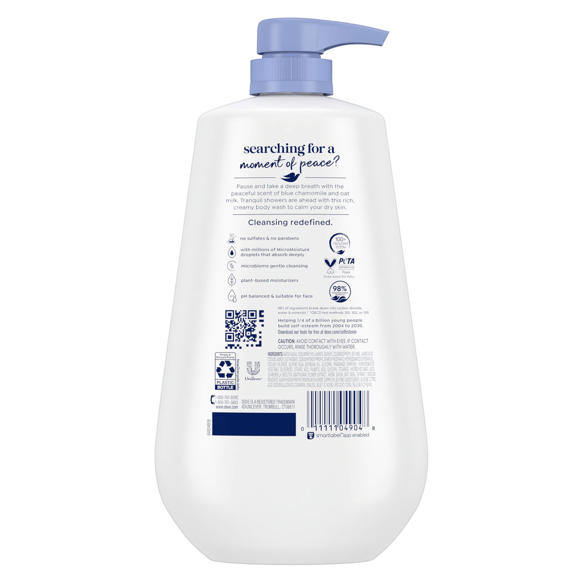 Dove pump dispense closeup demonstrating easy one‑hand use and convenient refill‑size benefit