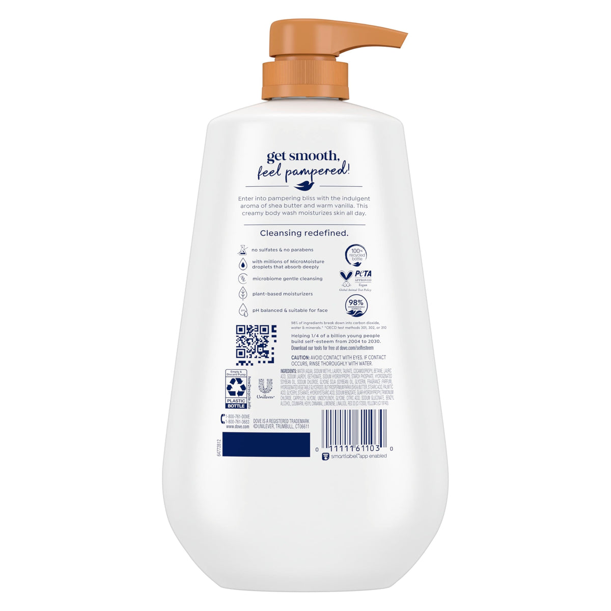 Dove close-up of pump and label highlighting easy dispensing