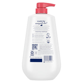 Dove pump nozzle close-up highlighting MicroMoisture delivery for lasting hydration