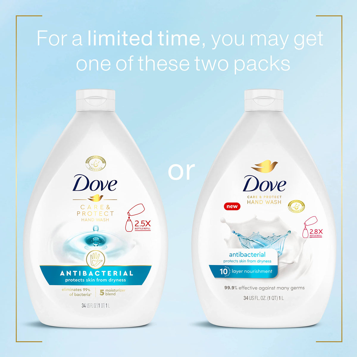 Dove pump nozzle closeup highlighting easy dispensing and control