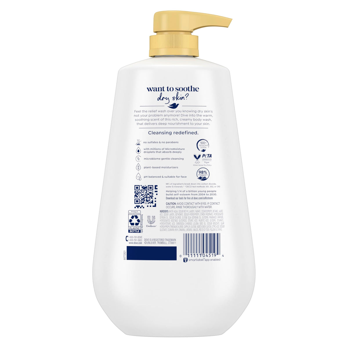 Dove pump top closeup for easy dispensing and less waste