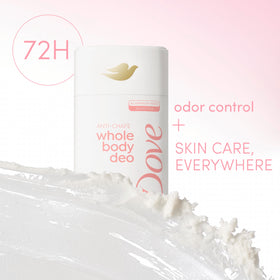 Dove applied to inner thigh demonstrating anti-chafe protection and comfort benefit