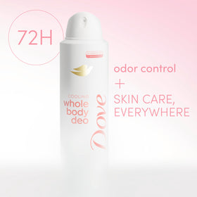 Dove Raspberry & Rose being applied to chest demonstrating whole-body use benefit