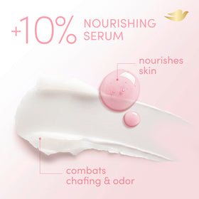Dove stick texture close-up showing smooth glide and nourishing serum benefit