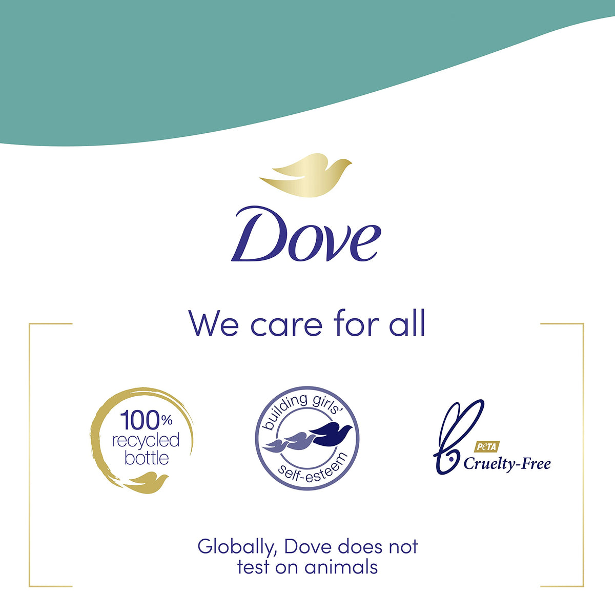 Dove recyclable packaging symbol highlighting responsible packaging benefit