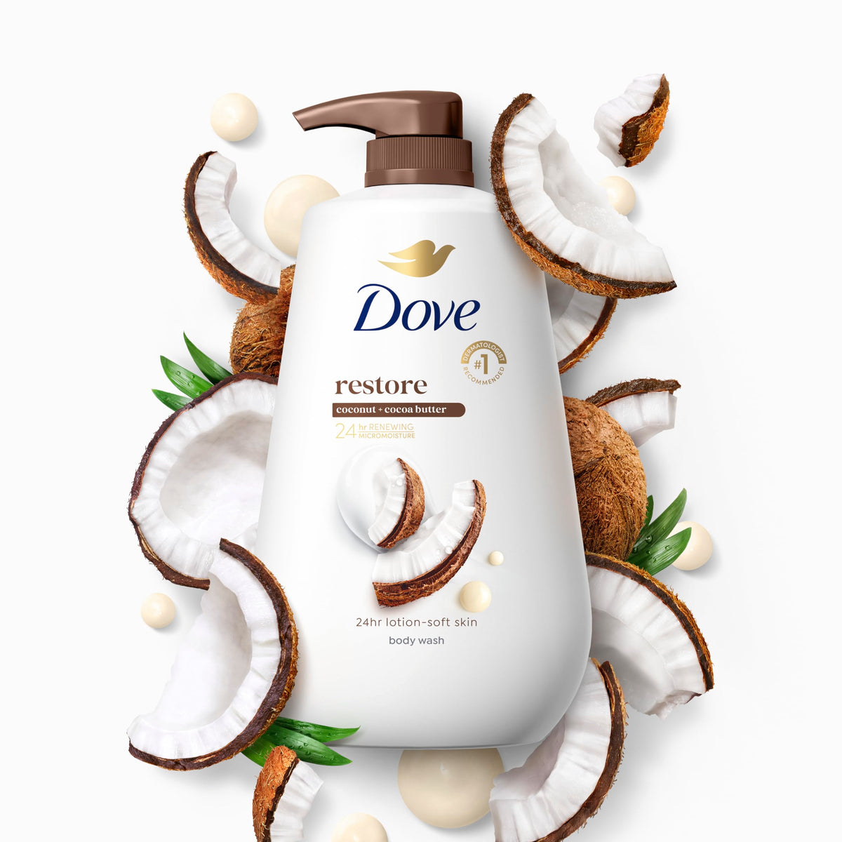 Dove bottle in hand for scale, showing large 30.6 oz size and convenience