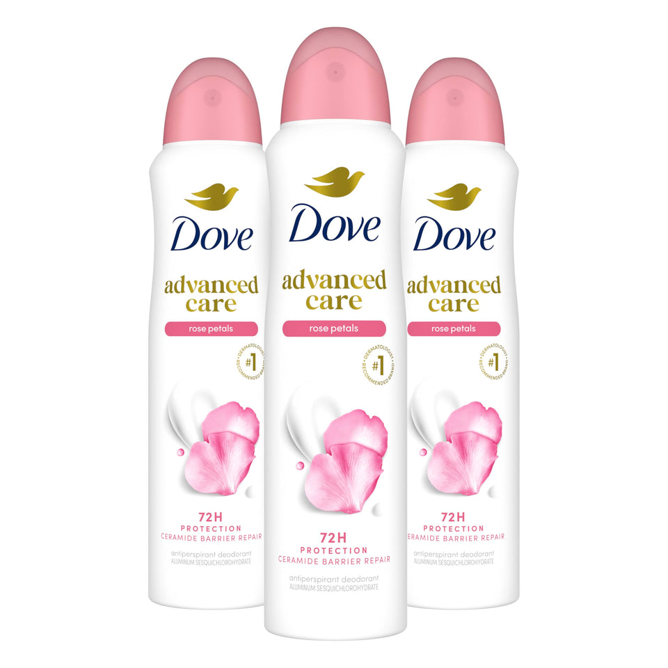 Dove front packaging showing Rose Petals three-count and benefits