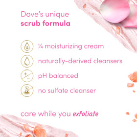Hand scooping Dove scrub to illustrate easy application and nourishing feel
