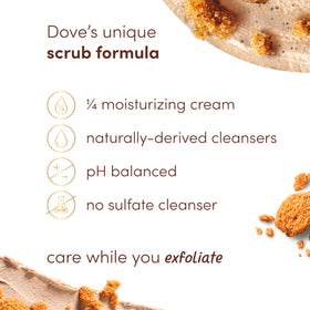 Applying Dove scrub to knee demonstrating gentle exfoliation and smoothness