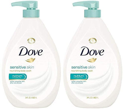 Dove pump bottle front view showing label and size for gentle cleansing benefit