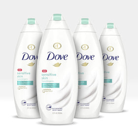 Dove sensitive skin body wash front packaging showing gentle formula