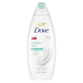 Dove sensitive skin front packaging shows clean design and gentle formula benefit