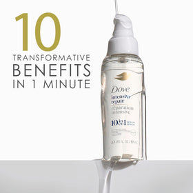 Dove serum pump droplet demonstrating controlled application and added heat protection