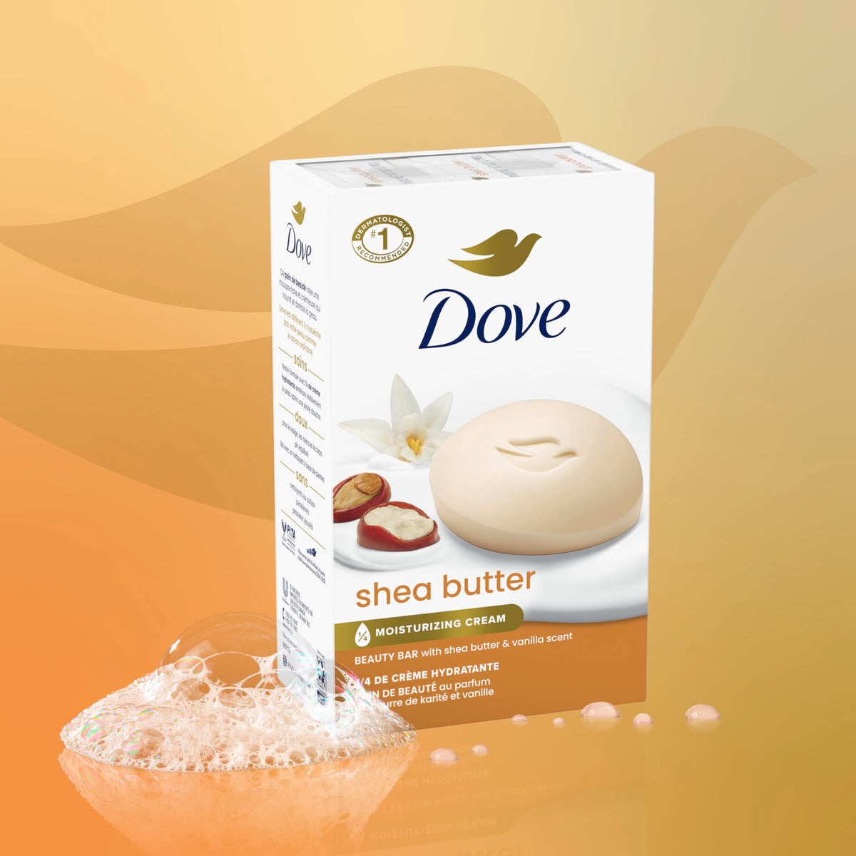Dove beauty bar creating rich lather to moisturize skin while cleansing