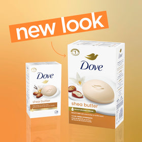 Dove single shea beauty bar top view highlighting smooth shape and ease of use