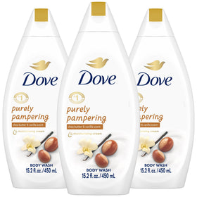 Dove front packaging showing three bottles and brand benefits for everyday hydration
