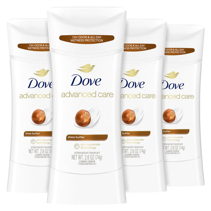 Dove shea butter stick front packaging showing product and benefits