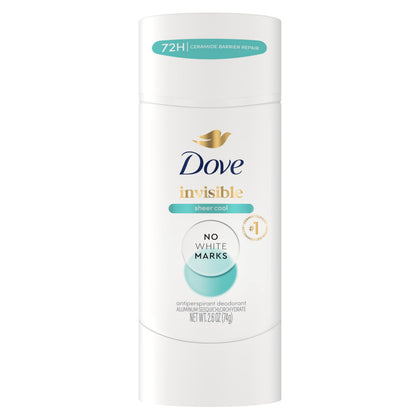 Dove Sheer Cool front stick shows packaging and 72-hour protection benefit