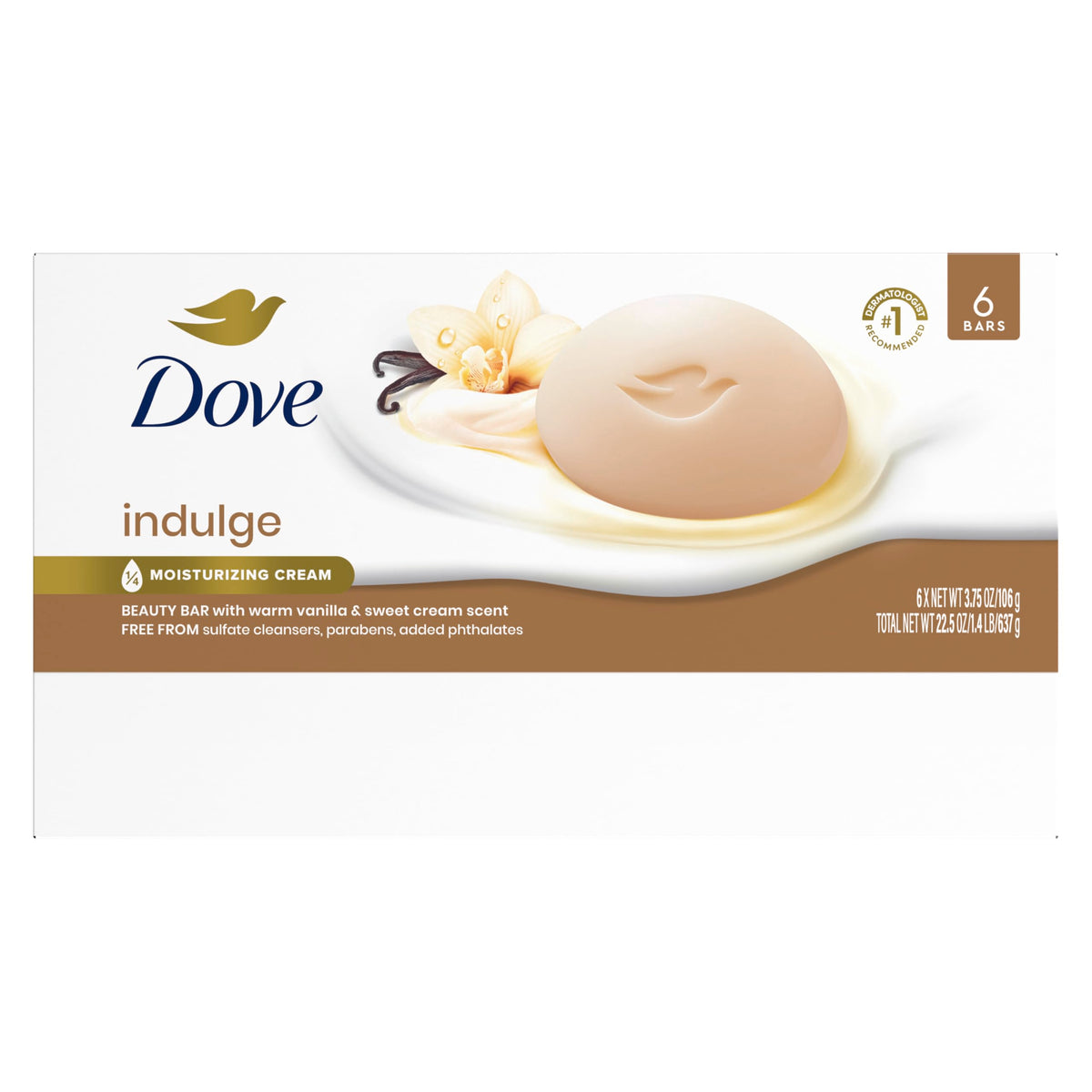 Close-up of a single Dove bar highlighting creamy texture and scent