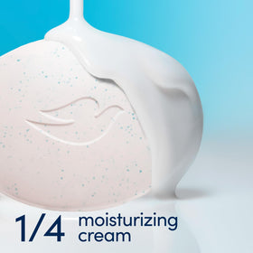 Close-up of Dove bar texture showing exfoliant particles for gentle buffing