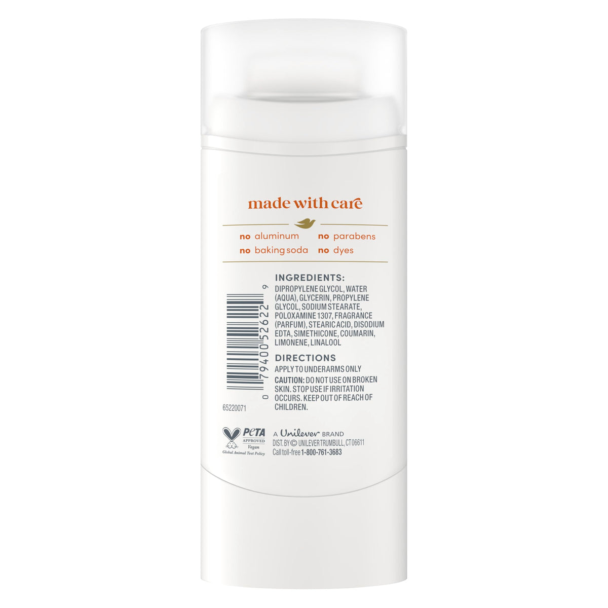Dove sparkling vanilla cap and label close-up highlighting product name and scent