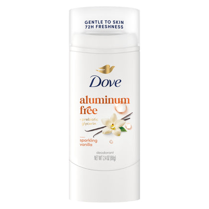 Dove sparkling vanilla front stick showing label and size for quick selection