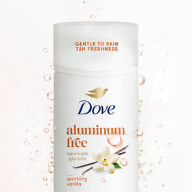 Dove sparkling vanilla open stick top view demonstrating applicator and finish