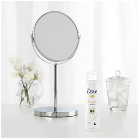 Dove mist texture demonstration illustrating fine, even coverage benefit