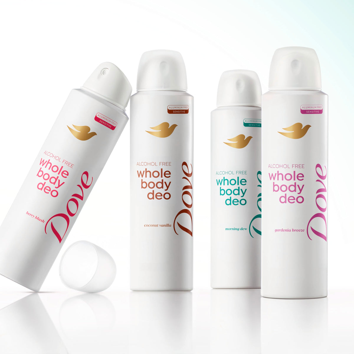 Dove spray being applied to feet illustrating odor control use