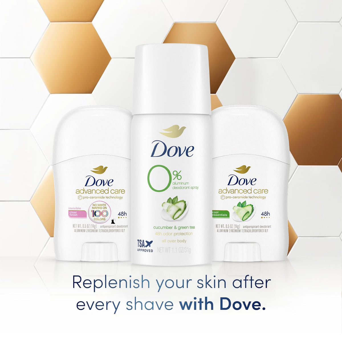 Dove stick texture and application showing smooth finish and moisturizing effect