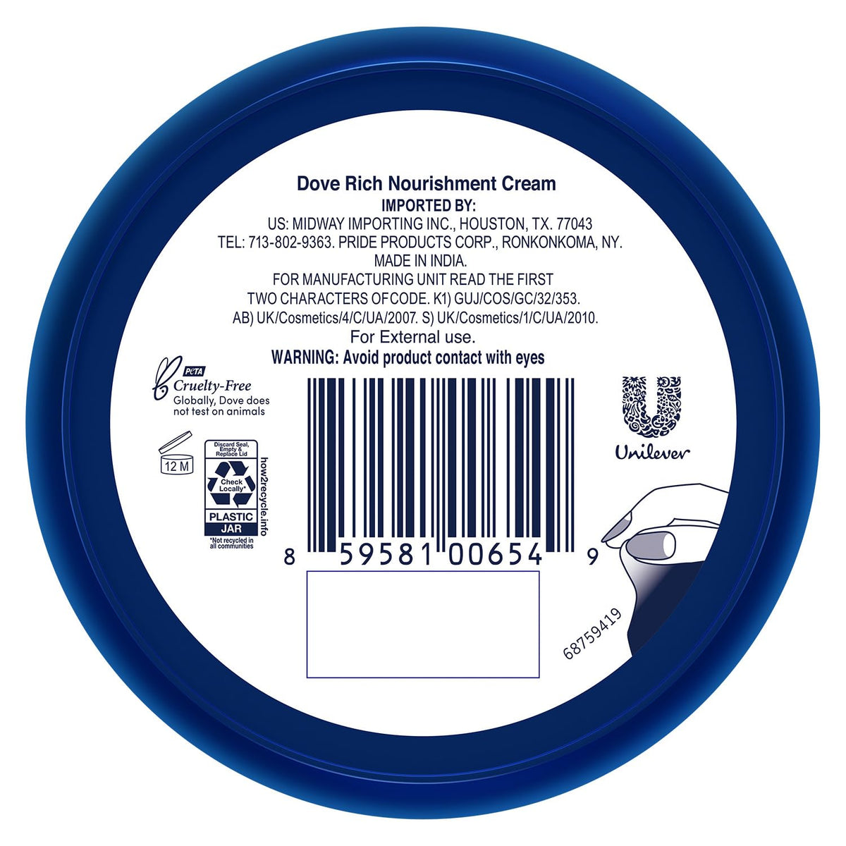 Dove cream texture close-up with smooth finish that delivers deep hydration