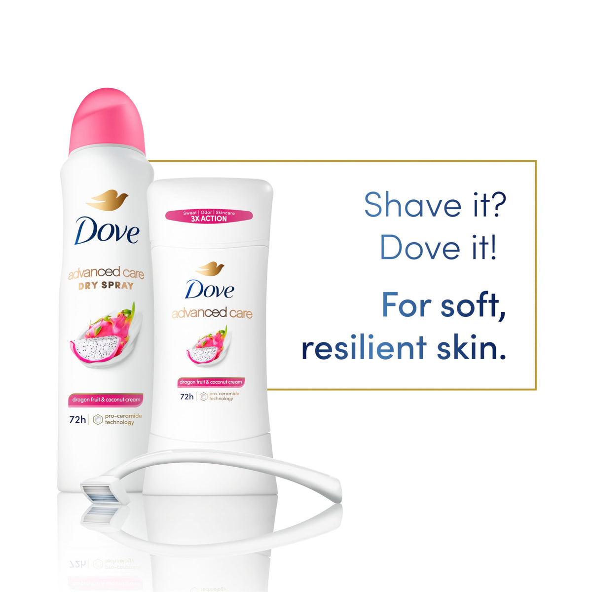 Dove cream finish close‑up showing non‑sticky texture for soft underarm skin