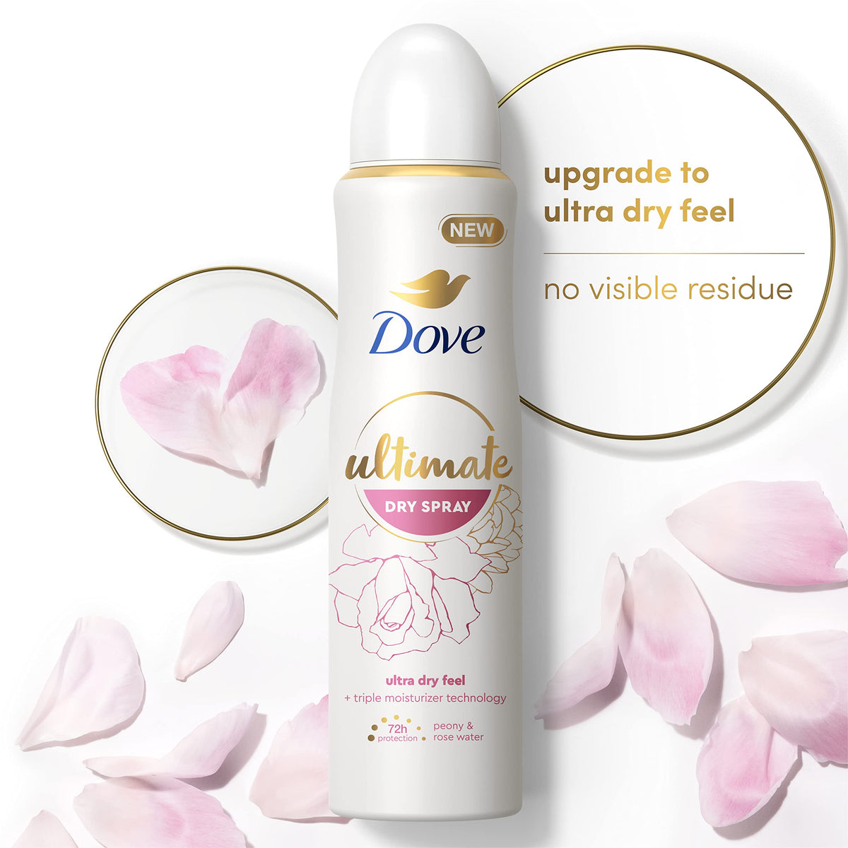 Dove mist texture spraying, highlights fast-drying lightweight feel for underarms