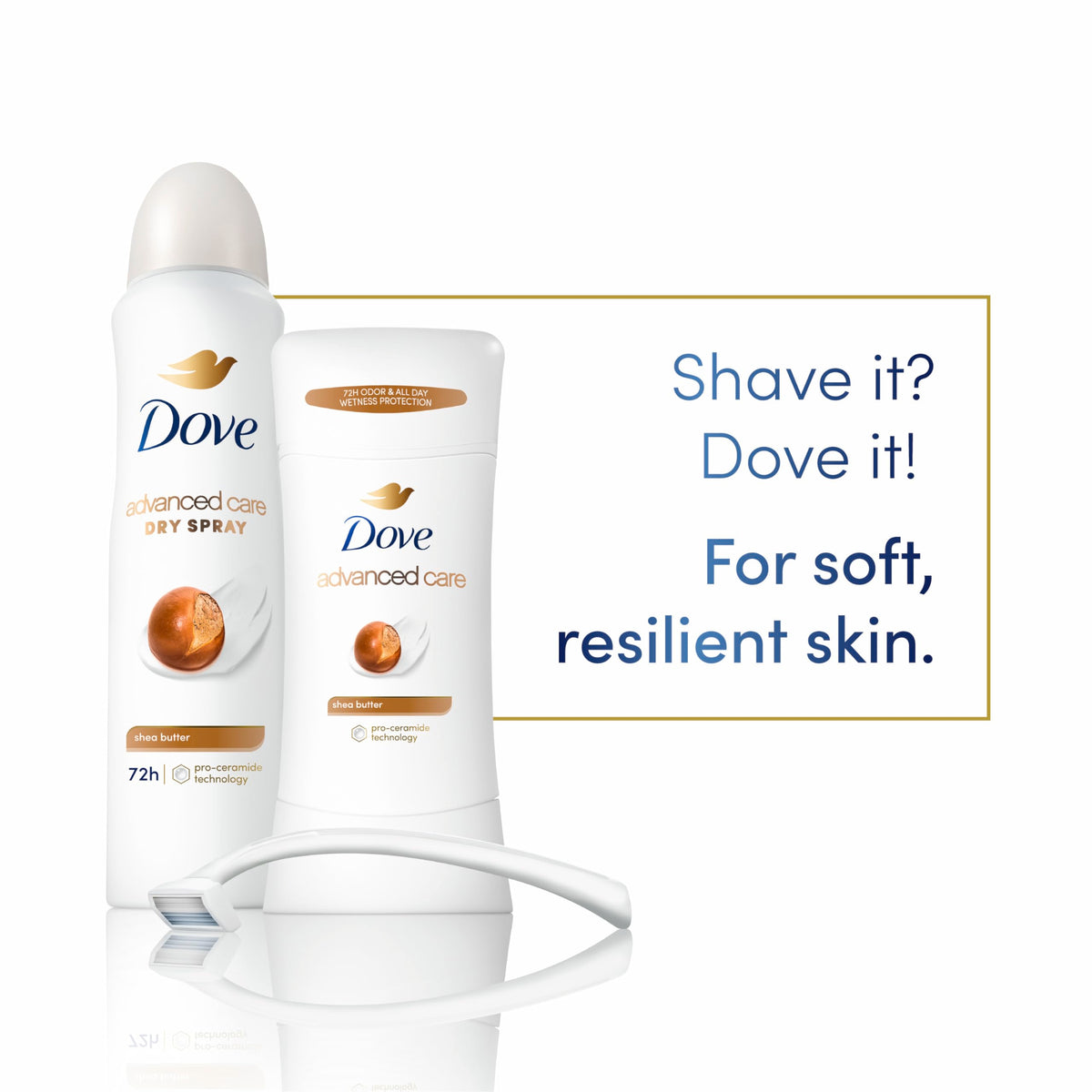 Dove close-up texture of stick illustrating smooth moisturizing formula