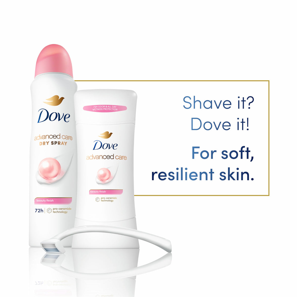 Dove antiperspirant beside ruler showing 2.6 oz size for scale