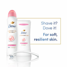 Dove antiperspirant beside ruler showing 2.6 oz size for scale
