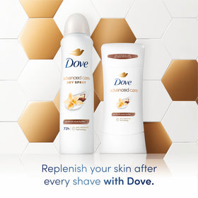 Dove close-up of stick texture highlighting smooth glide and skin care