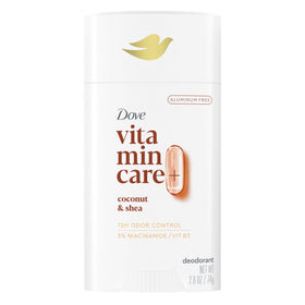 Dove VitaminCare+ front packaging showing coconut and shea scent benefits