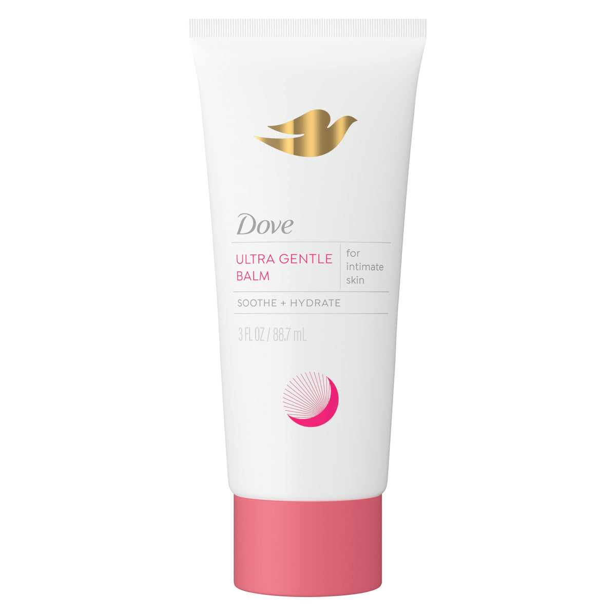 Dove vulva balm front packaging shows calming scent-free care