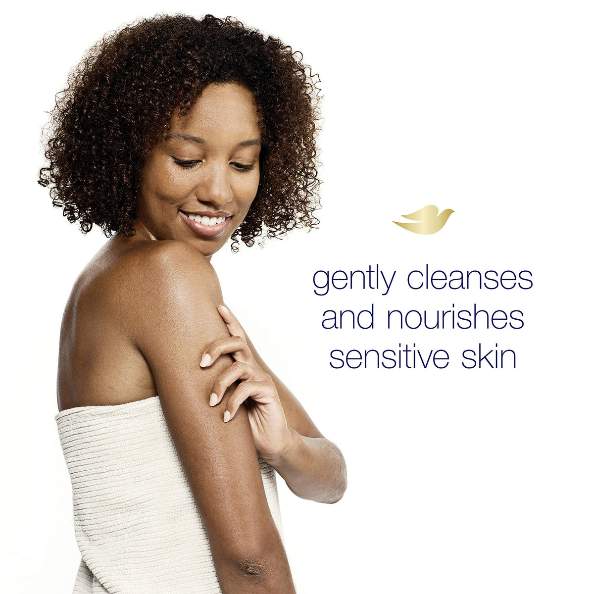 Dove body wash on washcloth in shower demonstrating easy lather